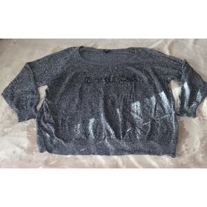 Torrid Womens Sequin Beautiful Sweater Size 3 Gray Heathered Scoop Neck Lounge
